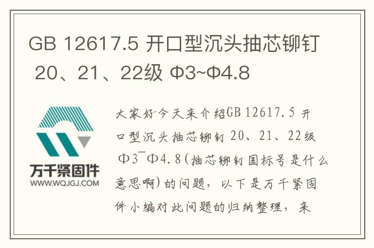 GB 12617.5 開口型沉頭抽芯鉚釘 20、21、22級 Φ3~Φ4.8